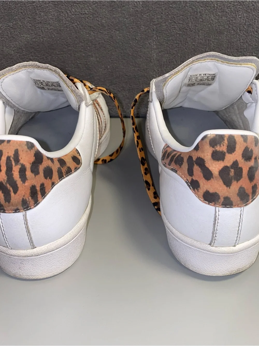 adidas Superstar W White Leopard Print Sneakers Size 7.5